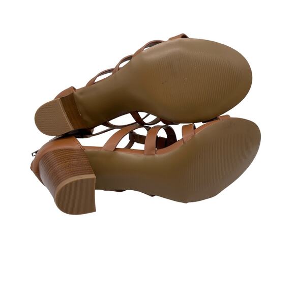 Style & Co Women's 8.5 Beahh Cognac Smooth Brown Faux Leather Strappy Sandals - Picture 6 of 6